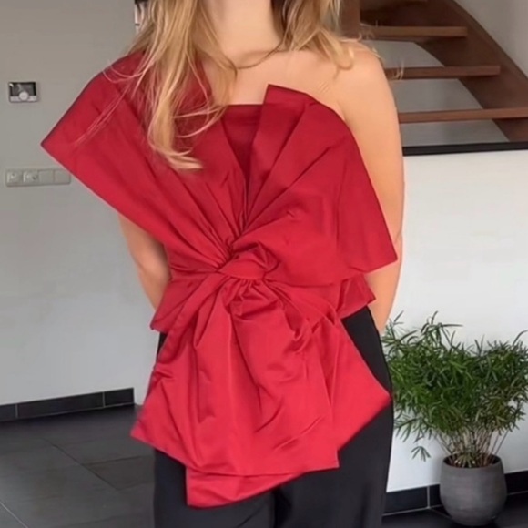 H&M BOW-FRONT TOP RED - Picture 11 of 12